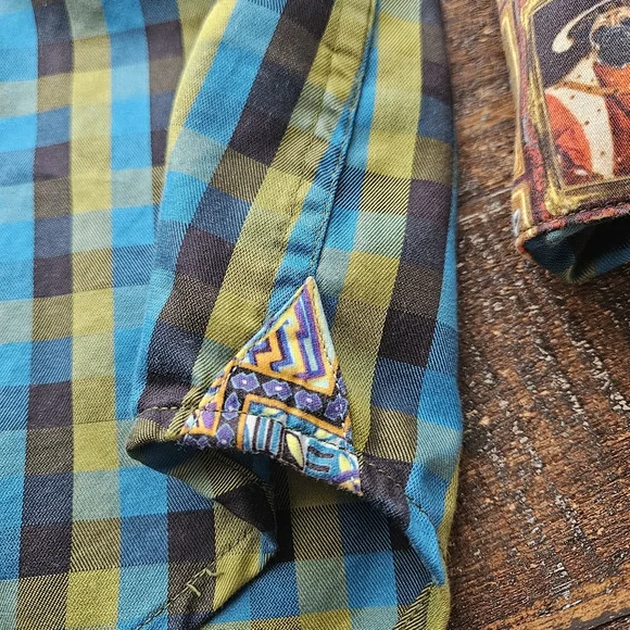 Robert Graham Shirts Blue Yellow  Plaid Animal Portraits Button Down Size Large - Picture 10 of 14